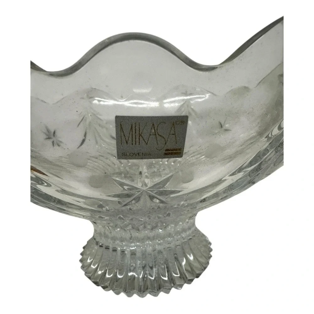Celebrations by Mikasa Crystal Glass Bowl Footed Christmas Night  Collection 10